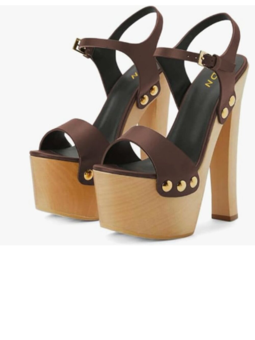 YDN Saddle Brown Platform Sandal Open Toe Chunky High Heels Ankle Strap Shoe